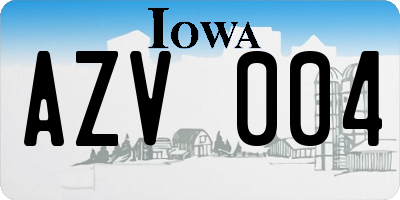 IA license plate AZV004
