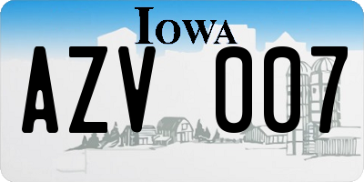 IA license plate AZV007