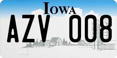 IA license plate AZV008