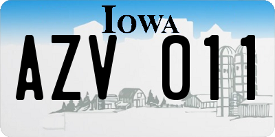 IA license plate AZV011