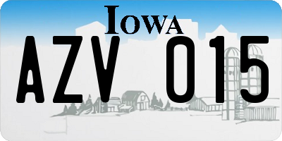 IA license plate AZV015