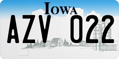 IA license plate AZV022