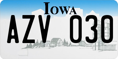 IA license plate AZV030