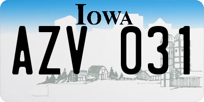 IA license plate AZV031