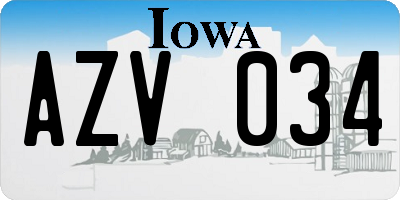 IA license plate AZV034