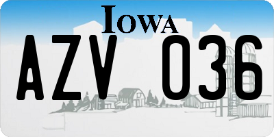 IA license plate AZV036