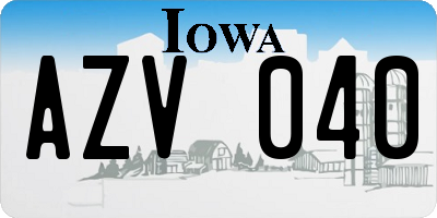 IA license plate AZV040
