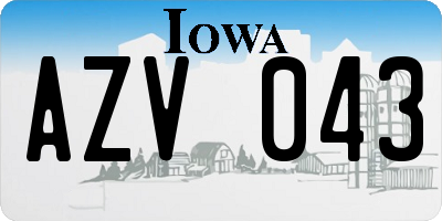 IA license plate AZV043