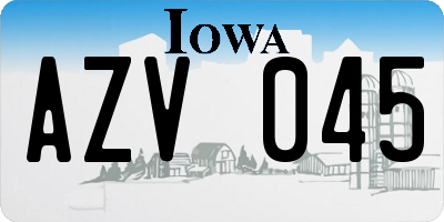 IA license plate AZV045