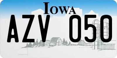 IA license plate AZV050