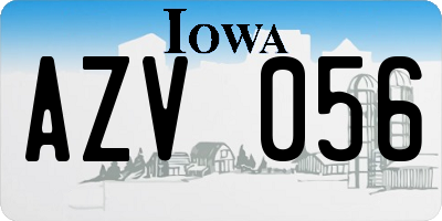 IA license plate AZV056