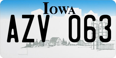IA license plate AZV063