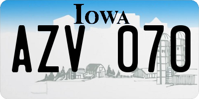 IA license plate AZV070