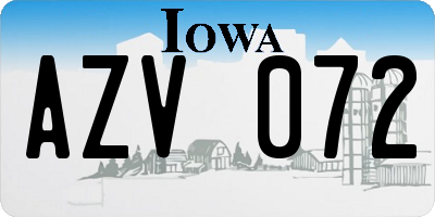 IA license plate AZV072