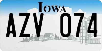 IA license plate AZV074