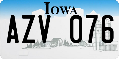 IA license plate AZV076