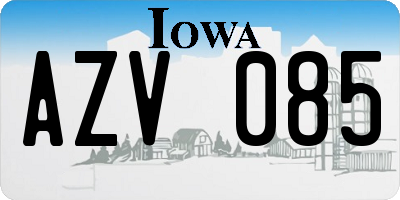 IA license plate AZV085