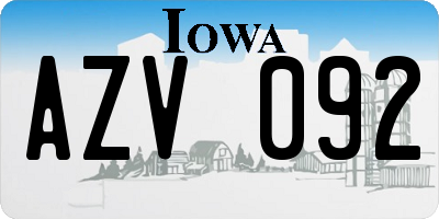 IA license plate AZV092