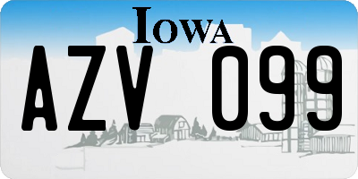 IA license plate AZV099