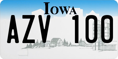 IA license plate AZV100