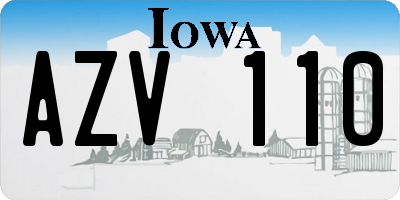 IA license plate AZV110