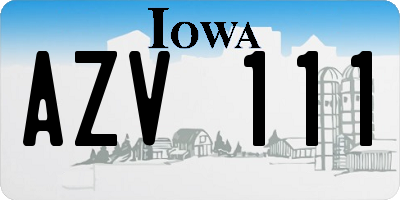 IA license plate AZV111