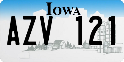 IA license plate AZV121