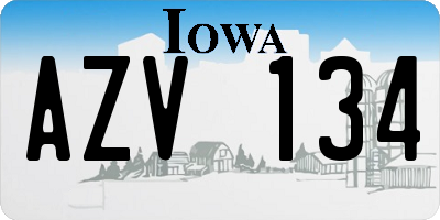 IA license plate AZV134