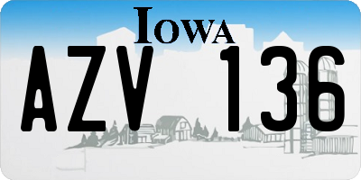 IA license plate AZV136
