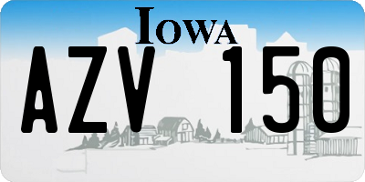 IA license plate AZV150