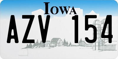 IA license plate AZV154