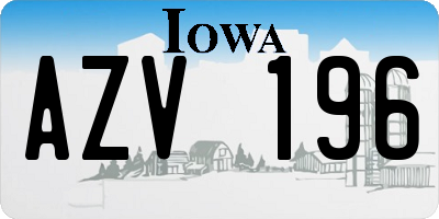 IA license plate AZV196