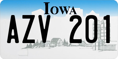 IA license plate AZV201