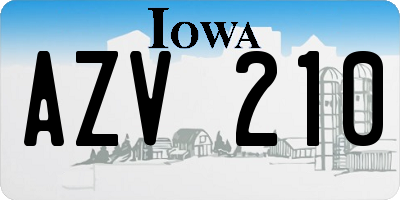 IA license plate AZV210