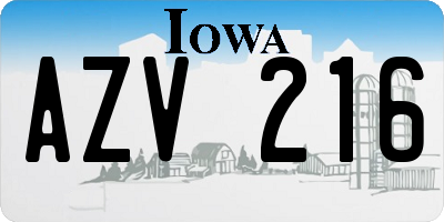 IA license plate AZV216