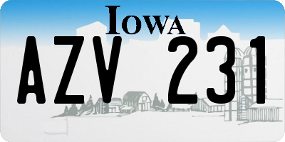 IA license plate AZV231