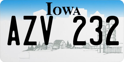 IA license plate AZV232