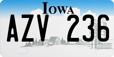 IA license plate AZV236
