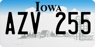 IA license plate AZV255