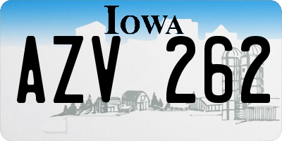 IA license plate AZV262