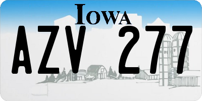 IA license plate AZV277