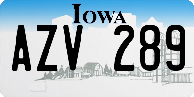 IA license plate AZV289