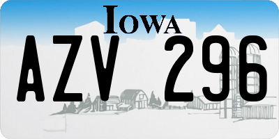 IA license plate AZV296