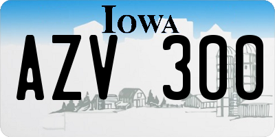 IA license plate AZV300