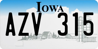 IA license plate AZV315