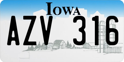 IA license plate AZV316