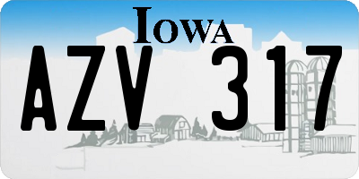 IA license plate AZV317
