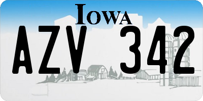 IA license plate AZV342