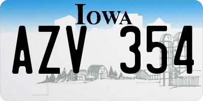 IA license plate AZV354