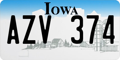 IA license plate AZV374